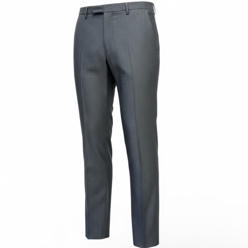 Hugo boss wool flat front micro houndstooth grey dress pants suit trousers